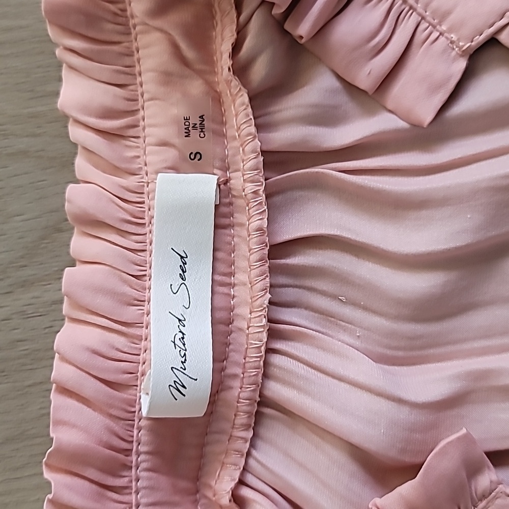 Mustard Seed Blush Pink Sleeveless Smocked Pleated Cocktail Mini Dress - Picture 9 of 10